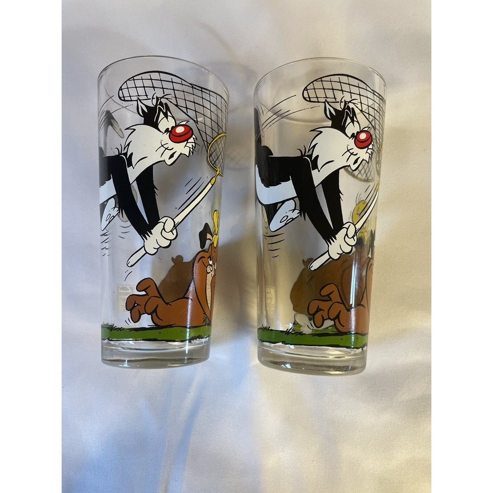 Tweety Sylvester Spike Looney‎ Tunes Drinking 2 Glasses 1976 Pepsi Coll. Series